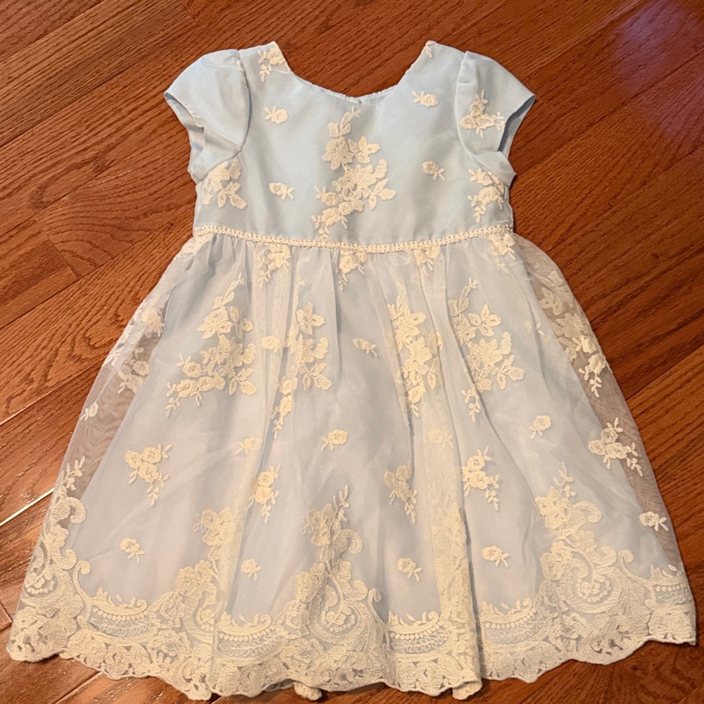 Pippa & Julie Light Blue Dress with Cream Lace